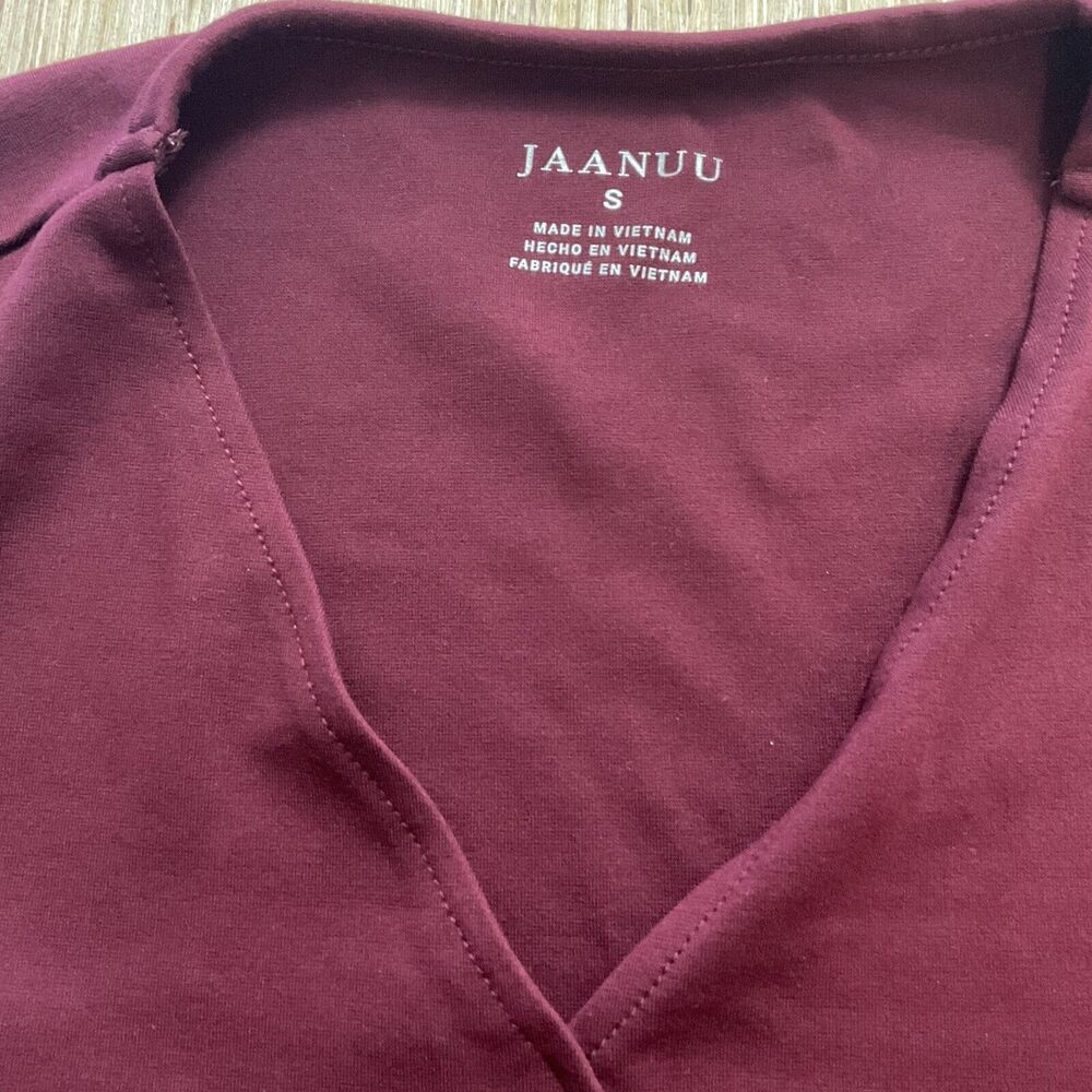 Jaanuu Tulip Womens Medical Scrub Top Wine Maroon crimson Small J96203 - Picture 2 of 9